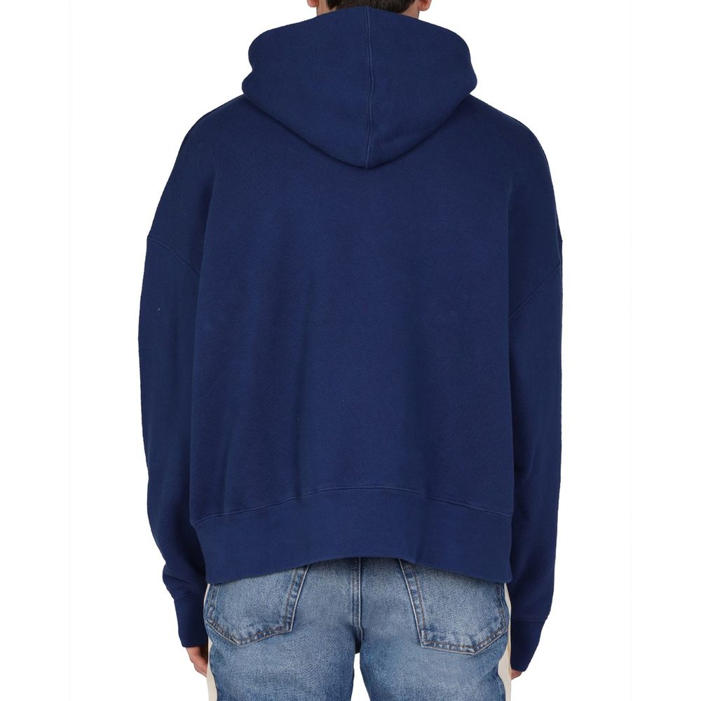 Palm Angels blue cotton sweatshirt with logo detail, casual fit, and soft fabric, perfect for streetwear style.