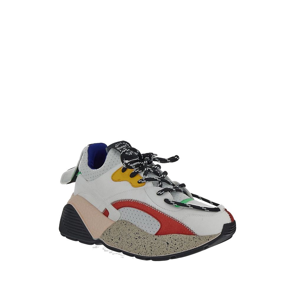 Stella McCartney white vegan leather chunky sneakers with thick soles and stylish design, perfect for casual and trendy outfits.