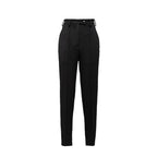 Prada black virgin wool dress pants with tailored fit and classic design, displayed on a neutral background.