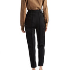Prada black virgin wool dress pants with tailored fit and classic style, featuring a smooth waistband and sleek fabric.