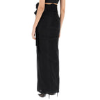 Black elastane long skirt by Dolce & Gabbana with a sleek, fitted silhouette and smooth fabric.