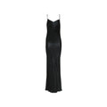 Saint Laurent black acetate casual dress displayed on a hanger, showcasing its simple yet elegant design and fabric texture.