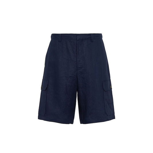 Prada Blue Linen Bermuda Shorts Prada