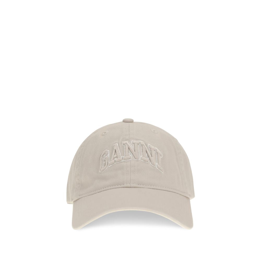 Ganni Beige Cotton Cap Baseball Hat Ganni