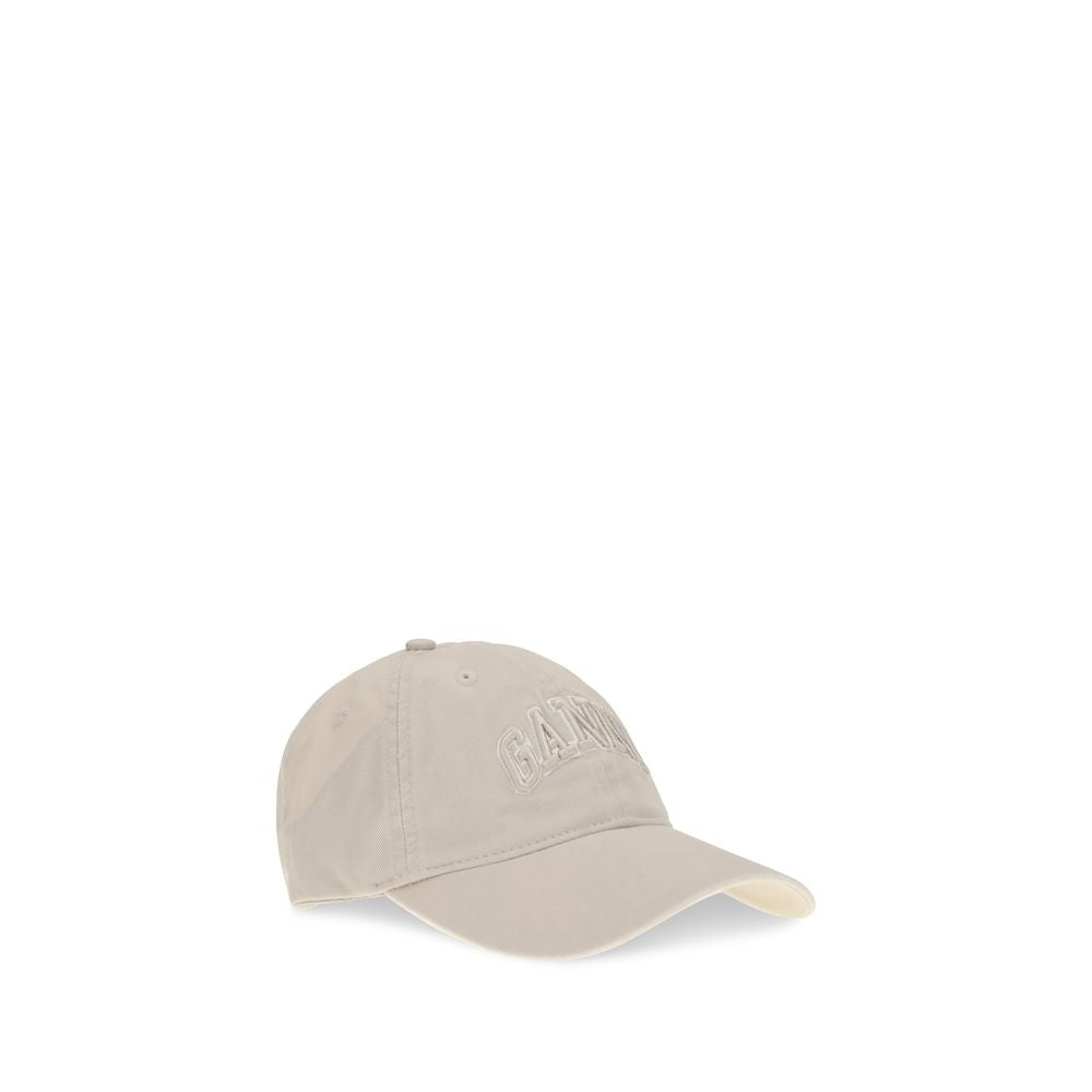 Ganni Beige Cotton Cap Baseball Hat Ganni