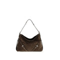 Givenchy Bos Taurus shoulder bag in black calf leather with silver hardware and structured design.