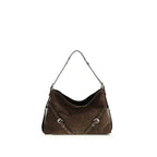 Givenchy Bos Taurus shoulder bag in black calf leather with silver hardware and structured design.