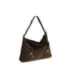 Givenchy Bos Taurus shoulder bag in black calf leather with silver hardware, featuring a structured design and top handle.