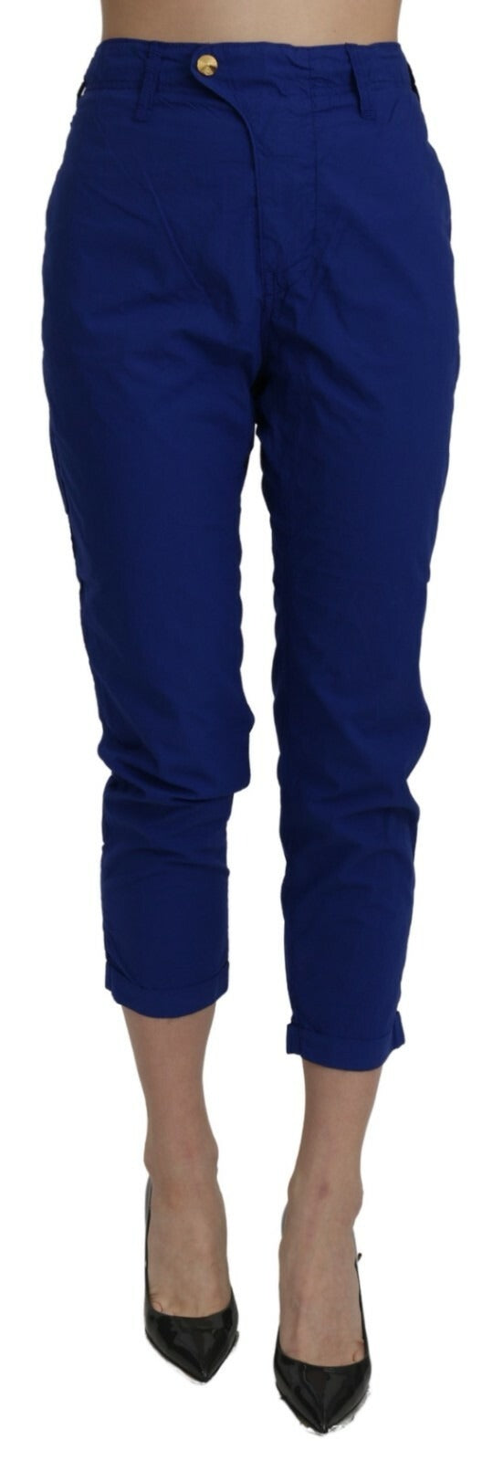 CYCLE Cotton Royal Blue High Waist Skinny Cropped Trouser Pants - Eljoys Fashion 