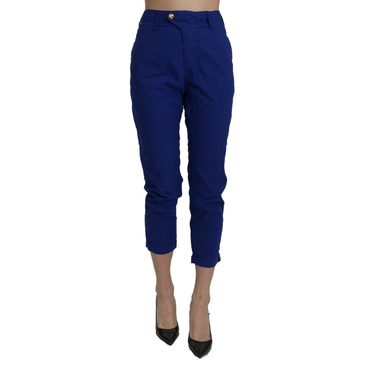 CYCLE Cotton Royal Blue High Waist Skinny Cropped Trouser Pants