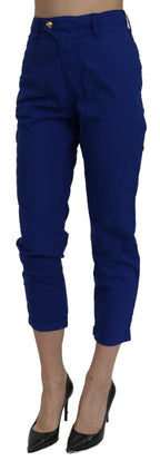 CYCLE Cotton Royal Blue High Waist Skinny Cropped Trouser Pants - Eljoys Fashion 