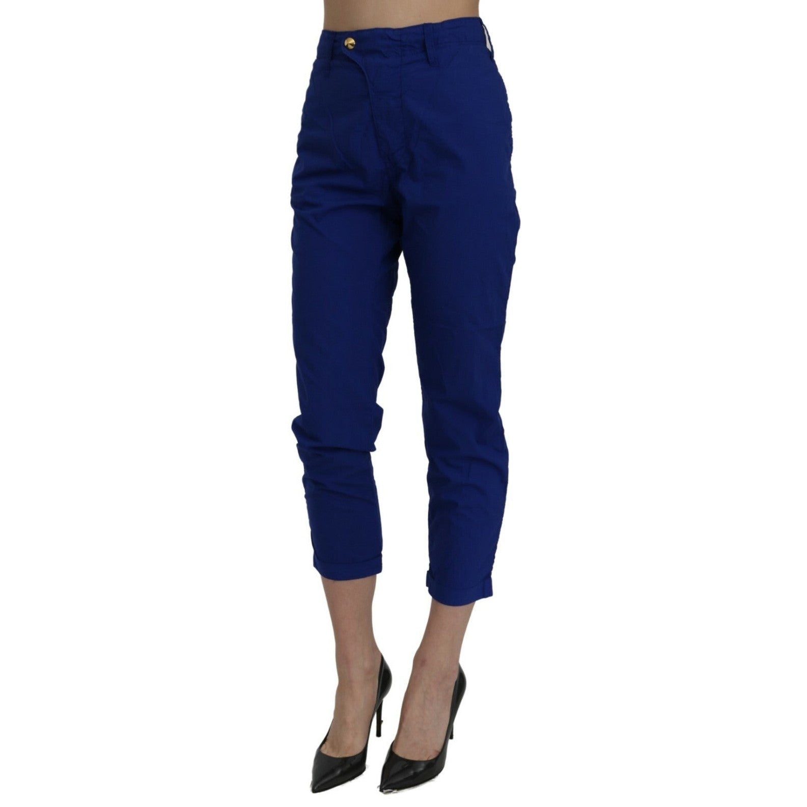 CYCLE Cotton Royal Blue High Waist Skinny Cropped Trouser Pants