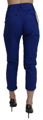 CYCLE Cotton Royal Blue High Waist Skinny Cropped Trouser Pants - Eljoys Fashion 