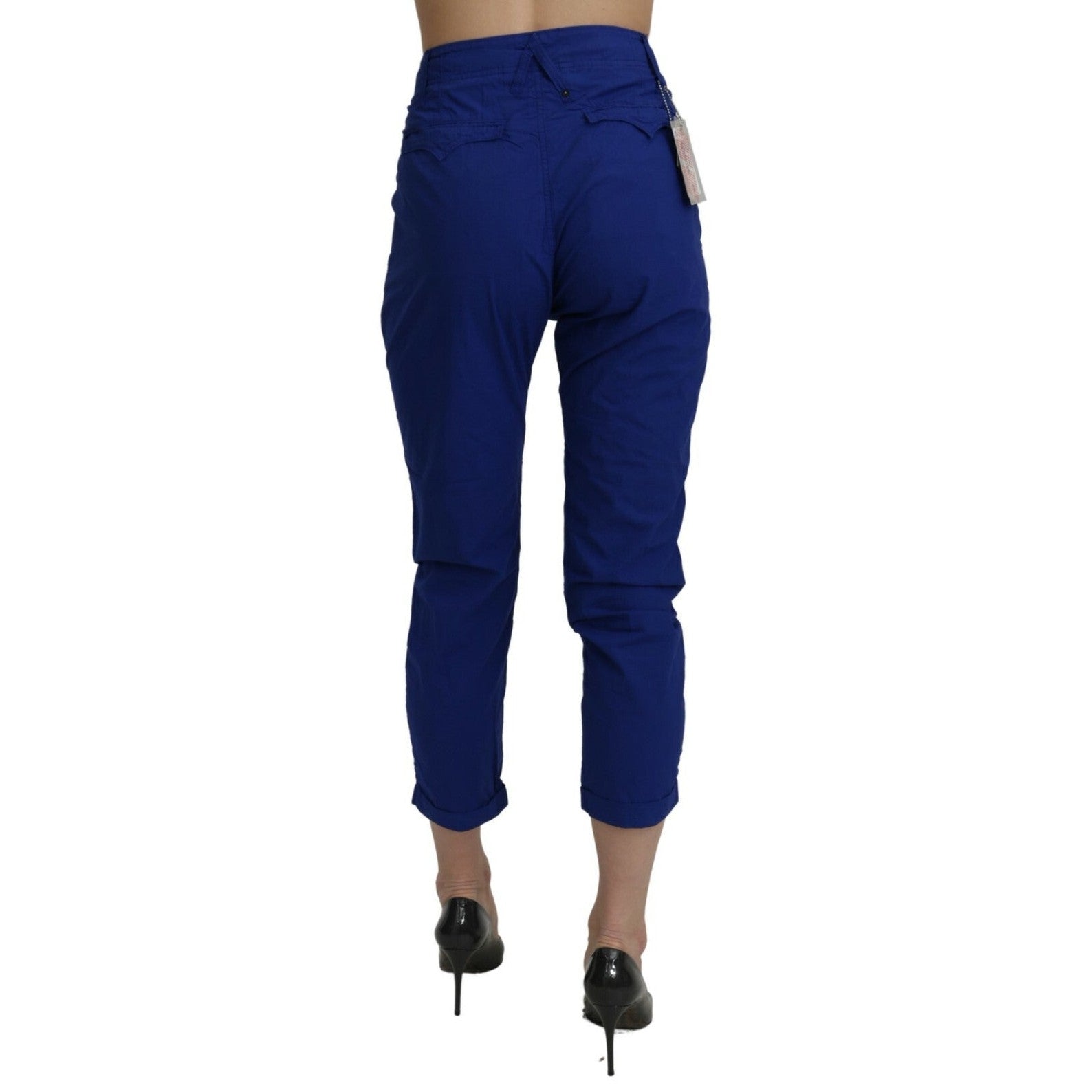 CYCLE Cotton Royal Blue High Waist Skinny Cropped Trouser Pants