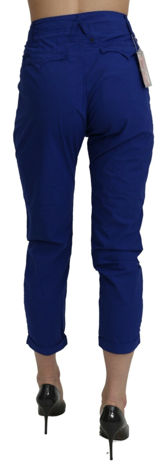 CYCLE Cotton Royal Blue High Waist Skinny Cropped Trouser Pants - Eljoys Fashion 
