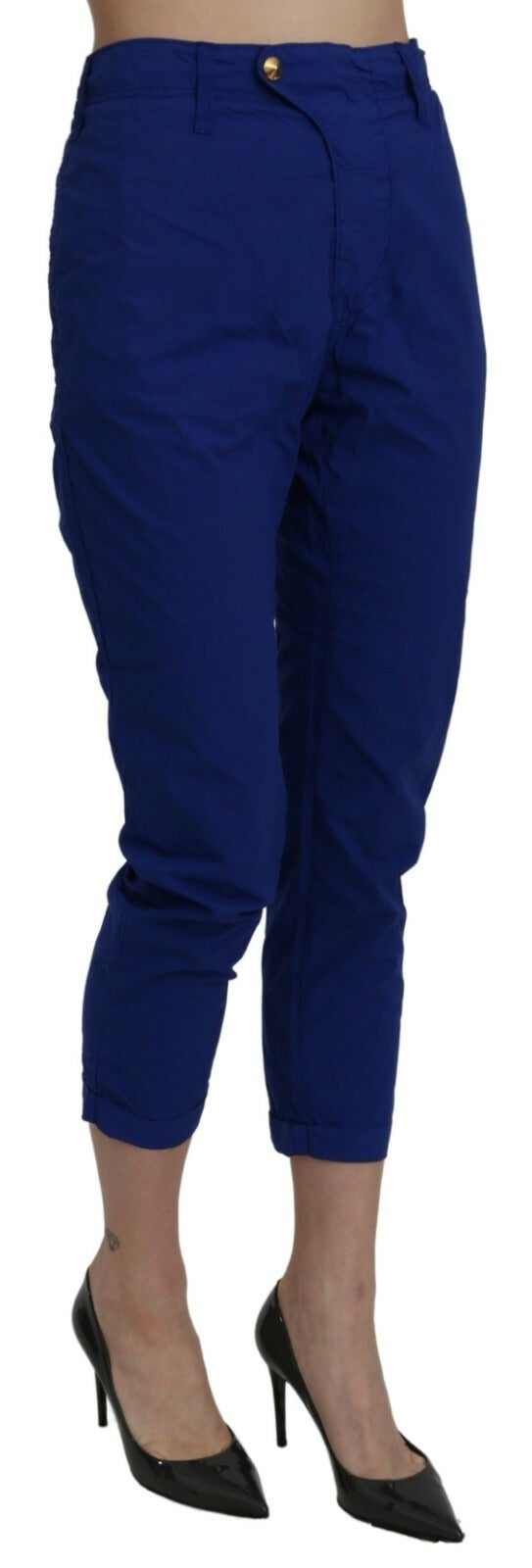 CYCLE Cotton Royal Blue High Waist Skinny Cropped Trouser Pants - Eljoys Fashion 