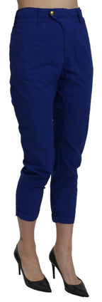 CYCLE Cotton Royal Blue High Waist Skinny Cropped Trouser Pants - Eljoys Fashion 