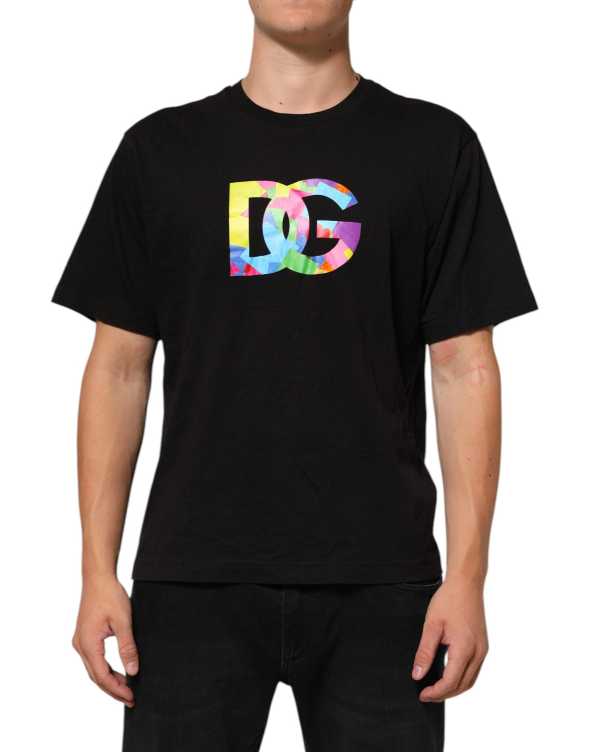 Dolce & Gabbana Black Logo Print Cotton Crew Neck T-shirt - Eljoys Fashion 