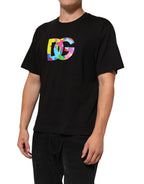 Dolce & Gabbana Black Logo Print Cotton Crew Neck T-shirt - Eljoys Fashion 