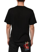 Dolce & Gabbana Black Logo Print Cotton Crew Neck T-shirt - Eljoys Fashion 