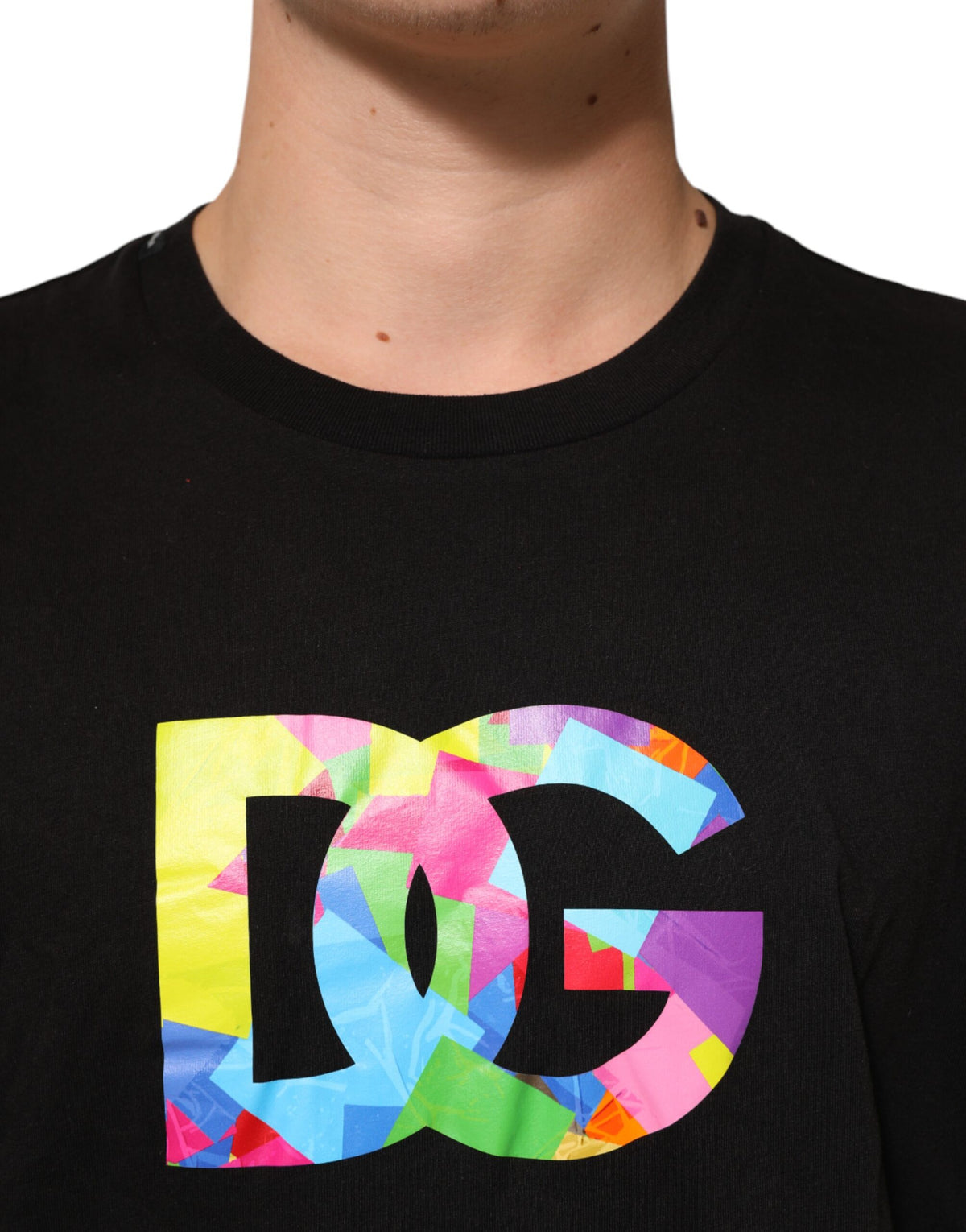 Dolce & Gabbana Black Logo Print Cotton Crew Neck T-shirt - Eljoys Fashion 