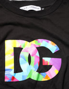 Dolce & Gabbana Black Logo Print Cotton Crew Neck T-shirt - Eljoys Fashion 