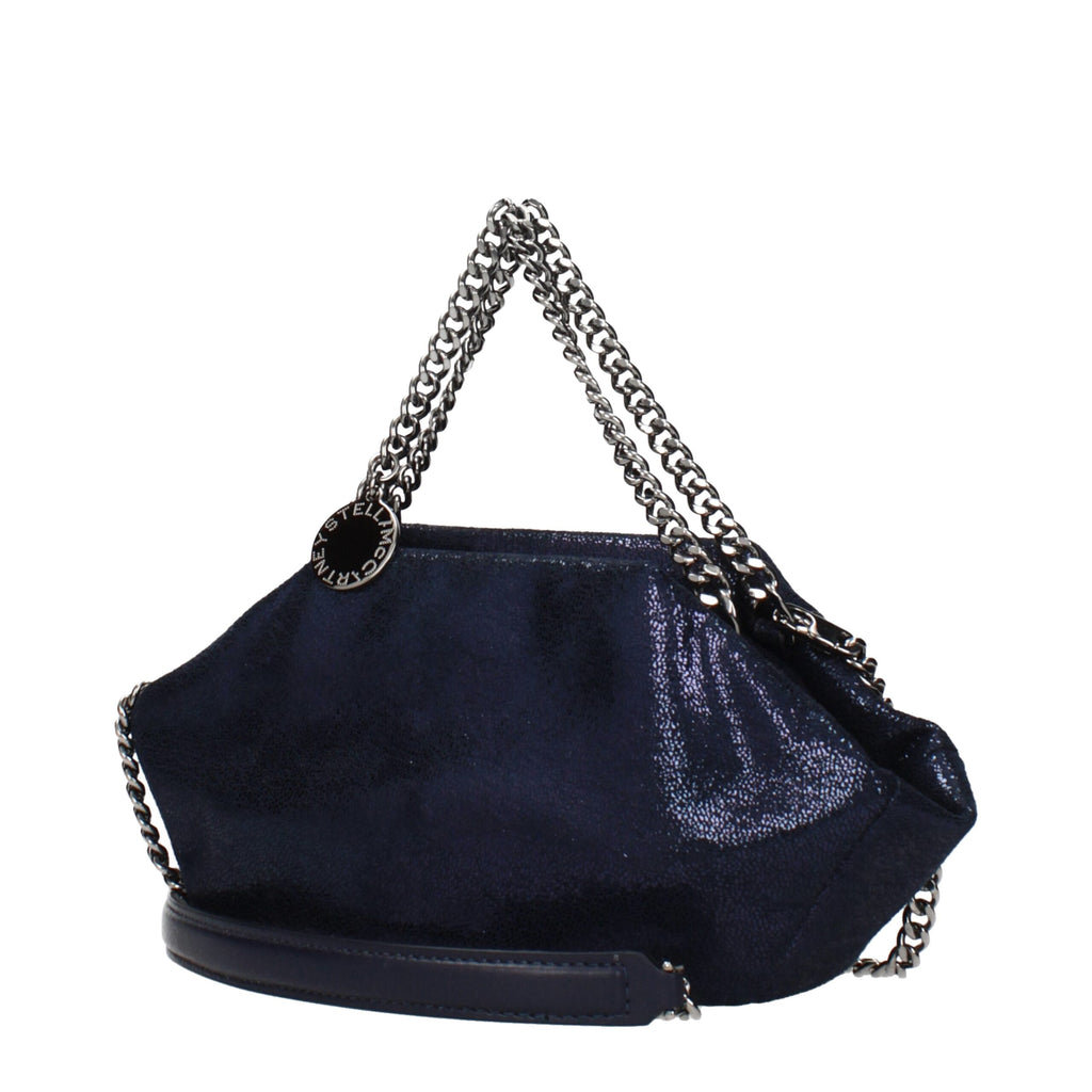 Stella McCartney blue leather handbag with sleek design and minimalist style, featuring top handles and subtle branding.