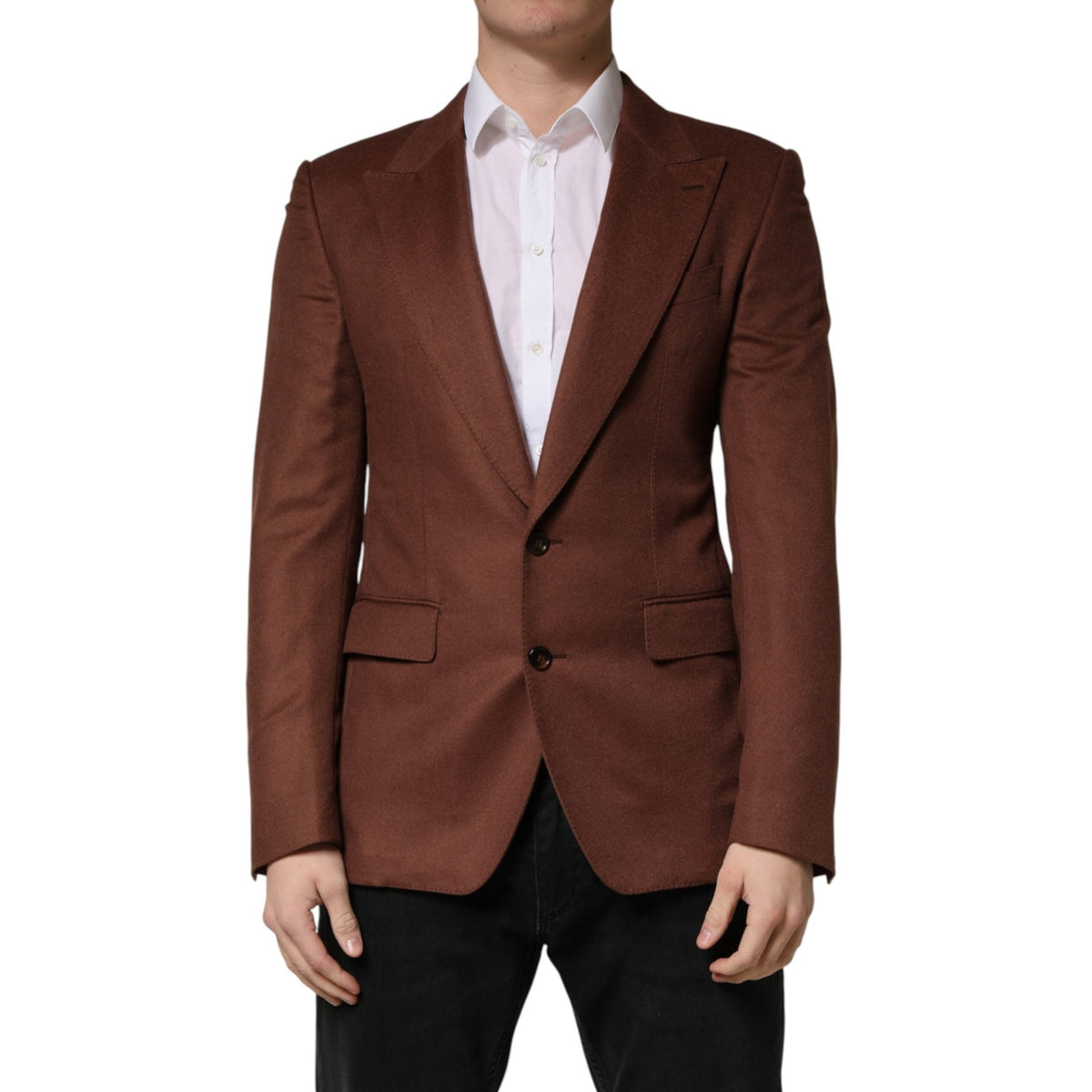 Dolce & Gabbana Brown Cashmere Single Breasted Jacket Blazer