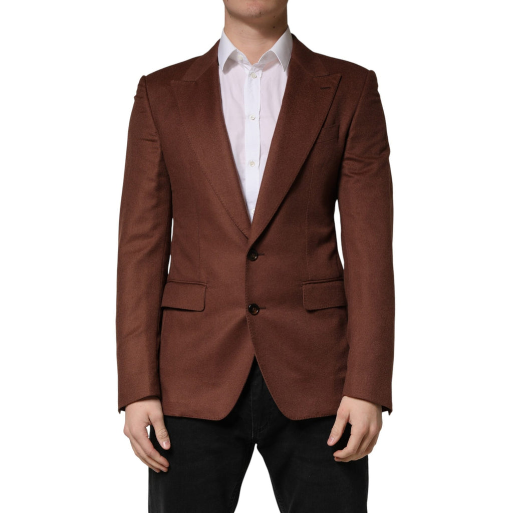 Dolce & Gabbana Brown Cashmere Single Breasted Jacket Blazer