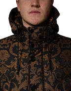 Dolce & Gabbana Black Floral Jacquard Quilted Hooded Jacket - Eljoys Fashion 