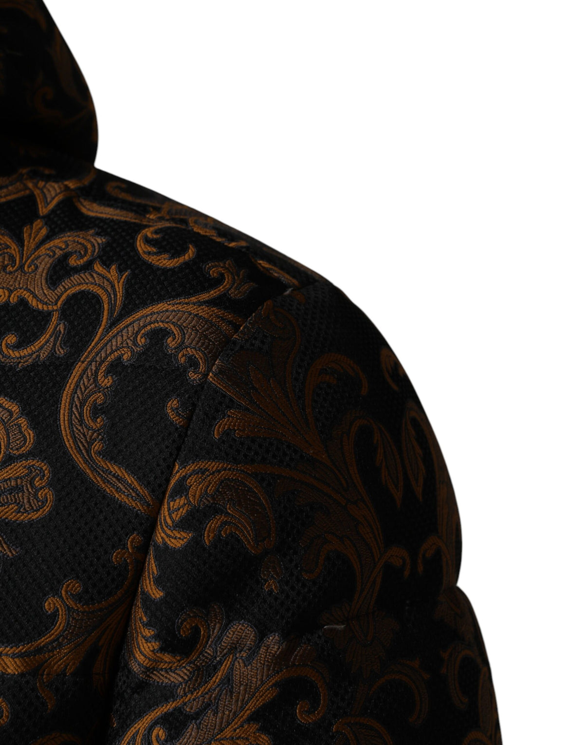 Dolce & Gabbana Black Floral Jacquard Quilted Hooded Jacket - Eljoys Fashion 