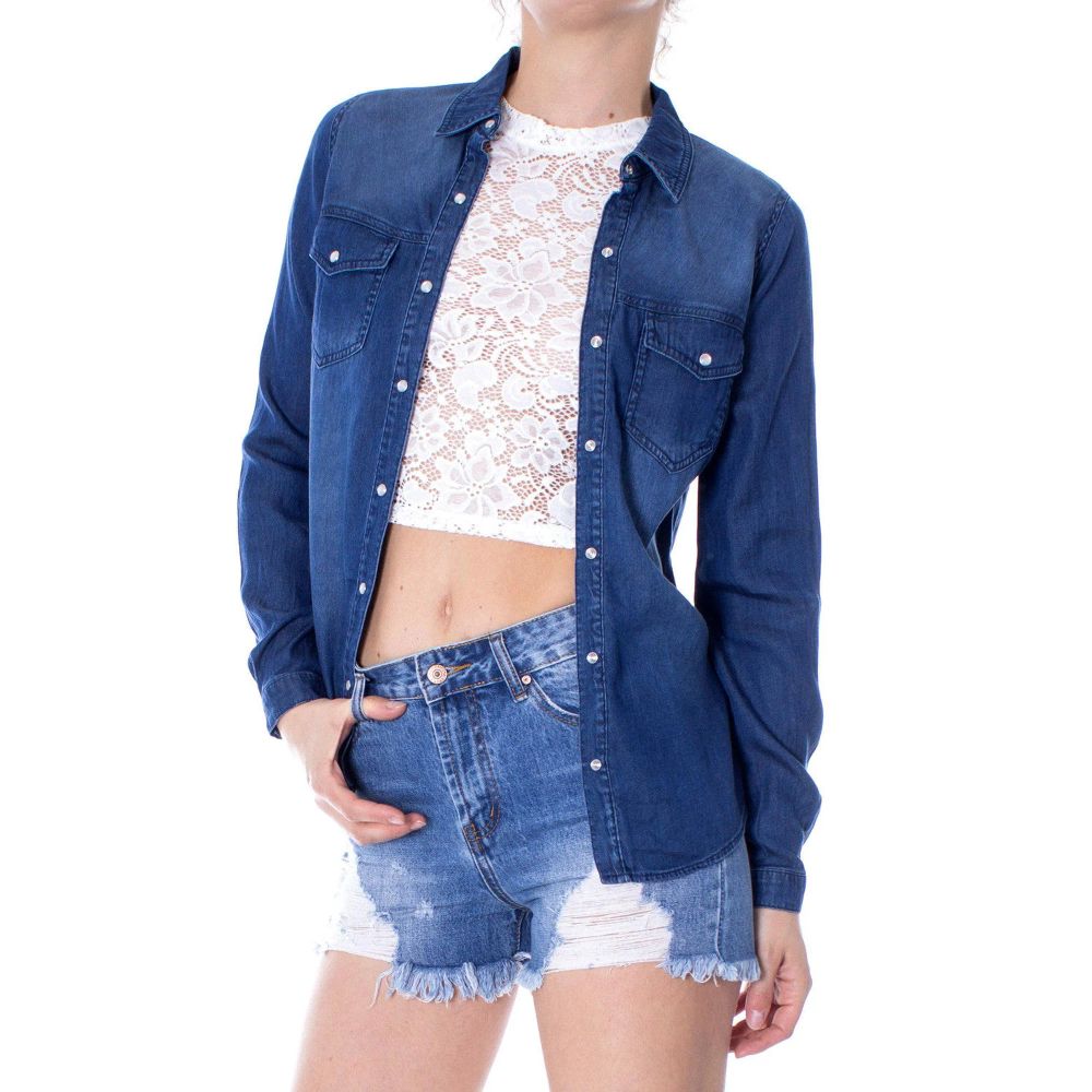 Vila Clothes Blue Denim Shirt Vila Clothes
