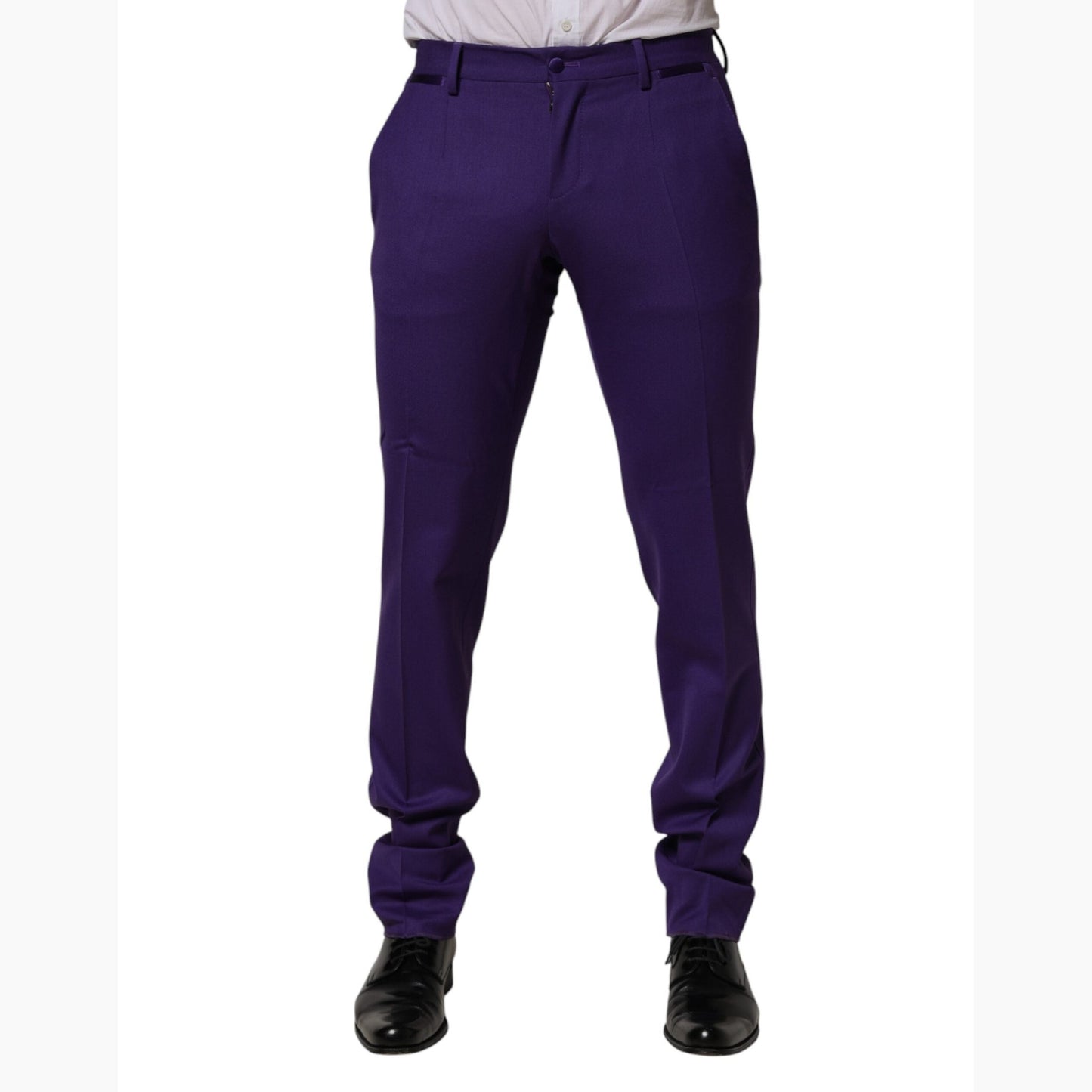 Dolce & Gabbana Purple Wool Skinny Dress Men Trouser Pants