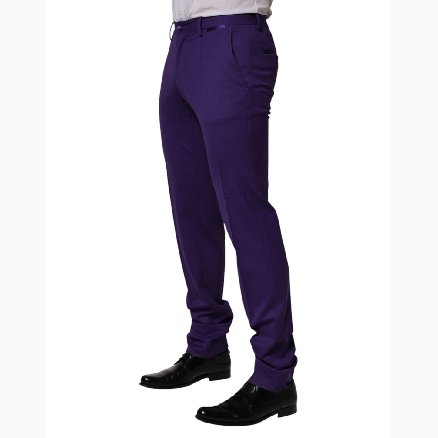 Dolce & Gabbana Purple Wool Skinny Dress Men Trouser Pants