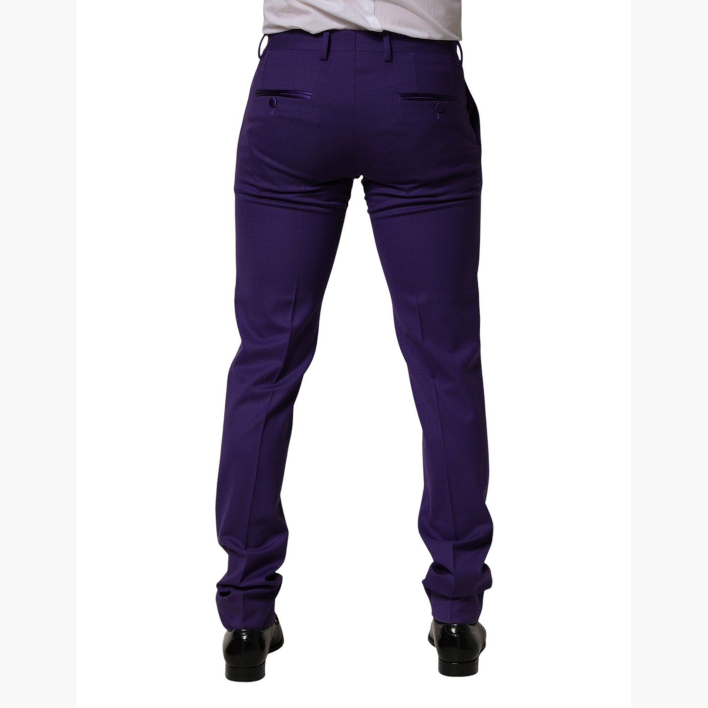 Dolce & Gabbana Purple Wool Skinny Dress Men Trouser Pants