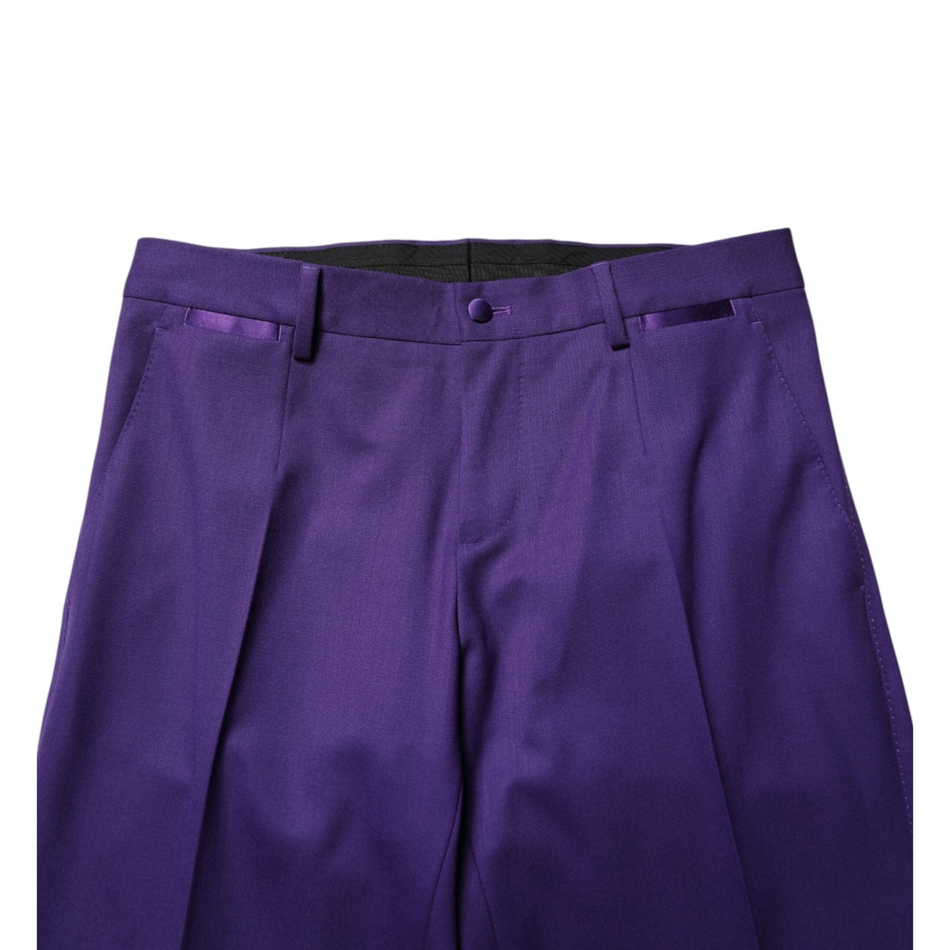 Dolce & Gabbana Purple Wool Skinny Dress Men Trouser Pants