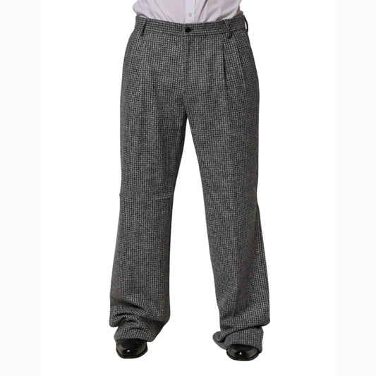Dolce & Gabbana Gray Houndstooth Straight Dress Trouser Pants