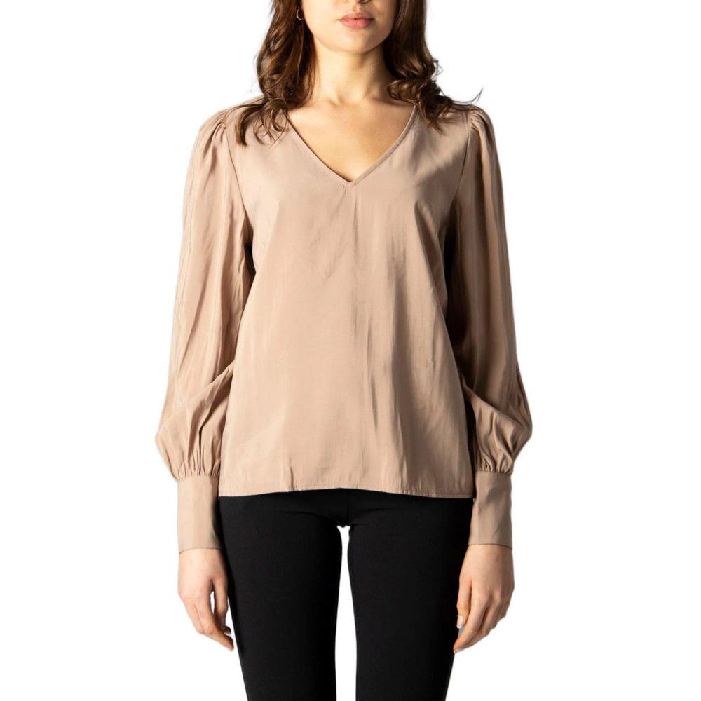 Vila Clothes Beige Silk Blouse Vila Clothes