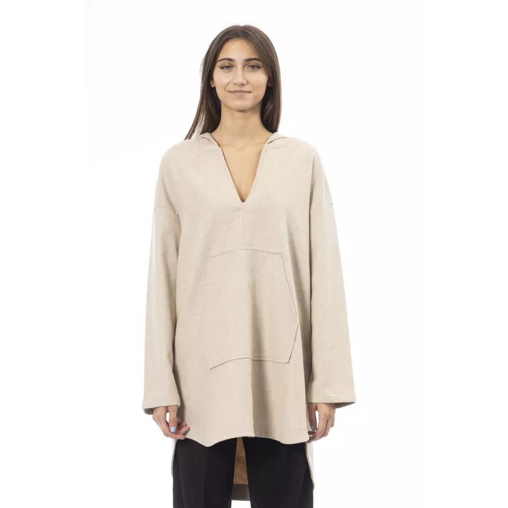 Alpha Studio Beige Wool Hoodie Alpha Studio