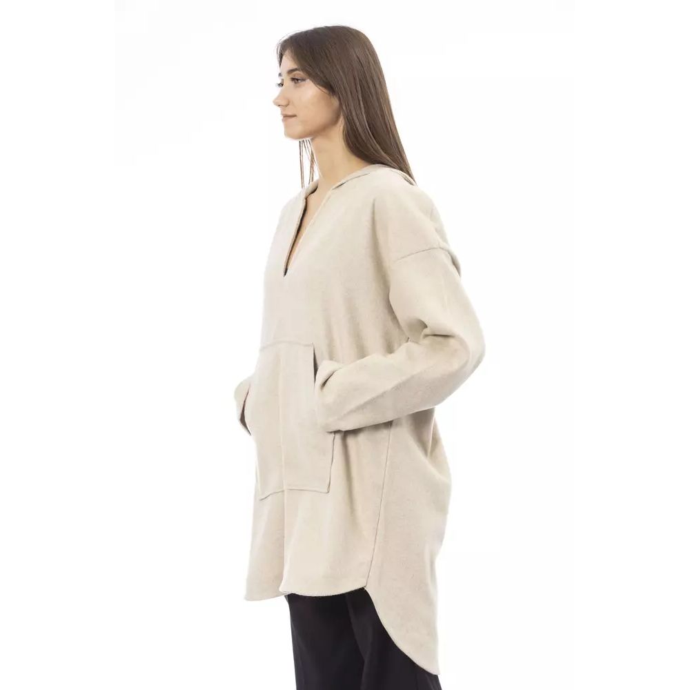 Alpha Studio Beige Wool Hoodie Alpha Studio