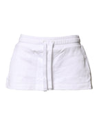 Dolce & Gabbana White Cotton Blend Mid Waist A-line Mini Skirt