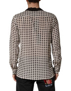 Dolce & Gabbana White Black Polka Dot Silk Men Casual Shirt