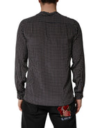Dolce & Gabbana Black Patterned Silk Men Button Down Shirt - Eljoys Fashion 