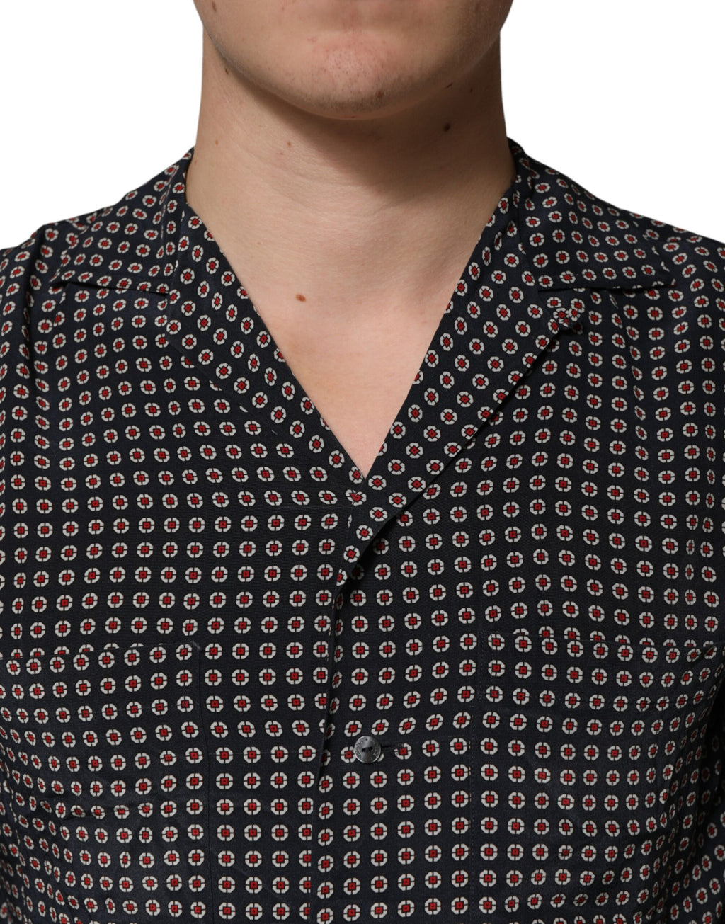 Dolce & Gabbana Black Patterned Silk Men Button Down Shirt - Eljoys Fashion 