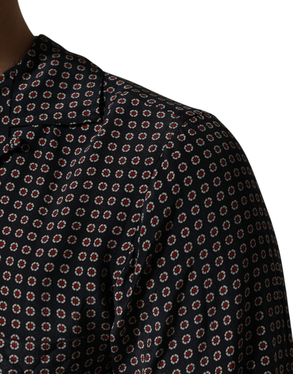 Dolce & Gabbana Black Patterned Silk Men Button Down Shirt - Eljoys Fashion 