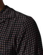 Dolce & Gabbana Black Patterned Silk Men Button Down Shirt - Eljoys Fashion 