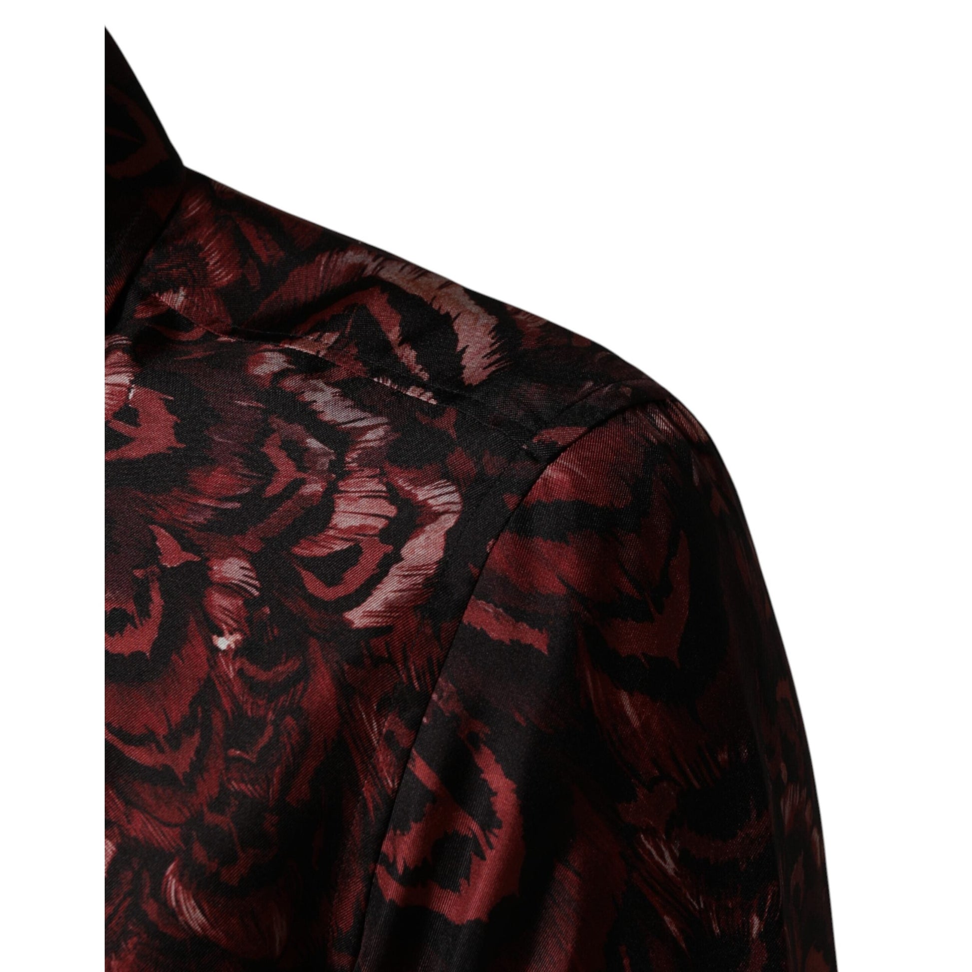 Dolce & Gabbana Bordeaux Patterned Collared Men Dress Shirt