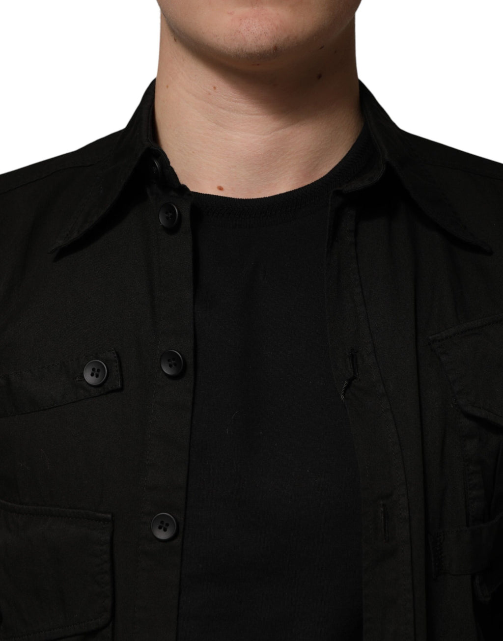 Dolce & Gabbana Black Cotton Collared Men Button Down Shirt - Eljoys Fashion 