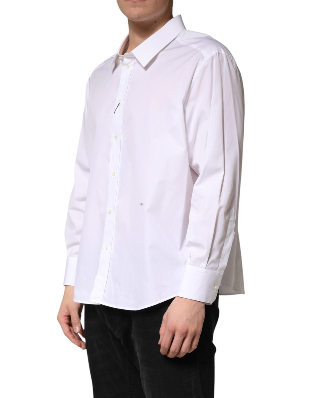 Dolce & Gabbana white SARTORIA cotton collared dress shirt with button-down front and tailored fit.