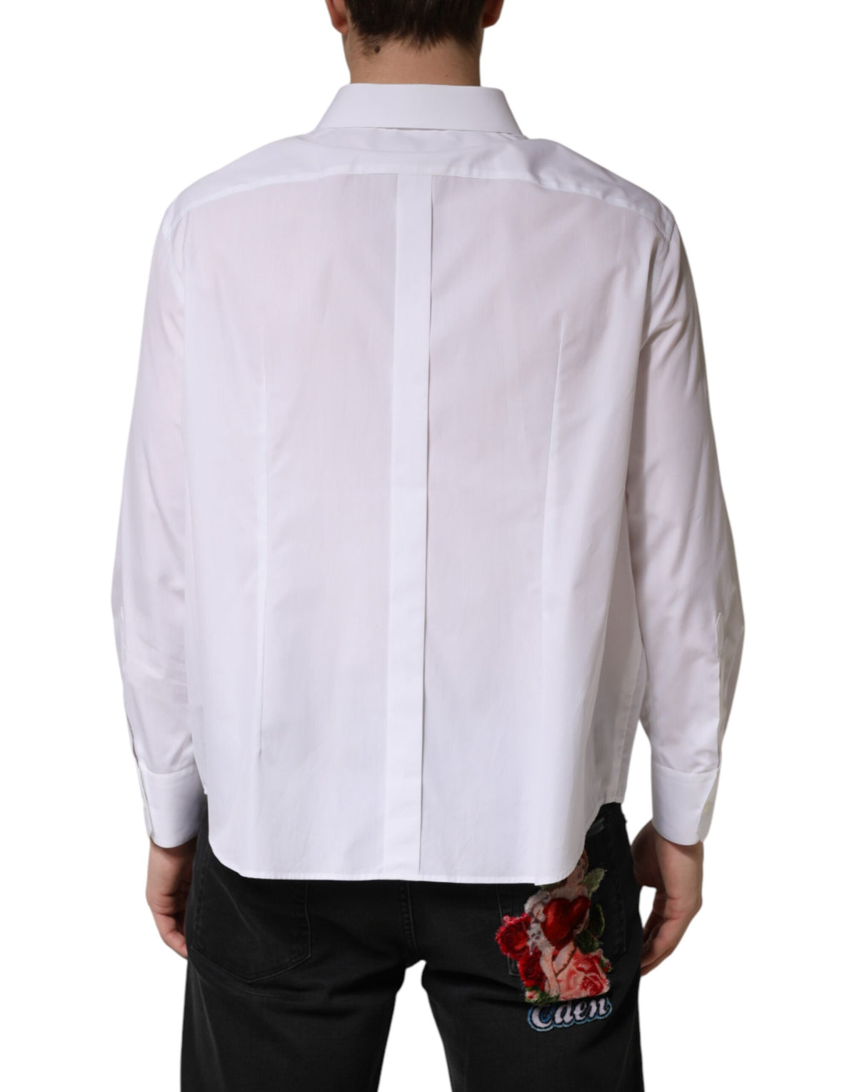 Dolce & Gabbana white Sartoria cotton dress shirt with a classic collar, tailored fit, and subtle stitching details.